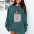 Dog In Your Pocket Boston Terrier For Men Women Girls Kids Comfort Colors Sweatshirt Blue Spruce