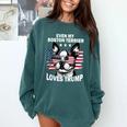 Even My Boston Terrier Loves Trump Trump Supporter Dog Lover Comfort Colors Sweatshirt Blue Spruce