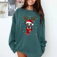 Family Matching Reindeer Xmas Boston Terrier Christmas Comfort Colors Sweatshirt Blue Spruce