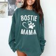 Fun Bostie Mama Dog Lover Apparel Boston Terrier Mom Comfort Colors Sweatshirt Blue Spruce
