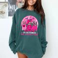 Ghost And Witch Boston Terrier Dog In October We Wear Pink Comfort Colors Sweatshirt Blue Spruce