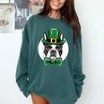 Green Boston Terrier Shamrock St Patricks Day Boston Terrier Comfort Colors Sweatshirt Blue Spruce