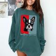 Retro Boston Terrier Dog Lover Bostie Mom Dad Dog Owner Comfort Colors Sweatshirt Blue Spruce