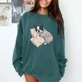 Sleepy Boston Terrier Pajama Men Women Kids Comfort Colors Sweatshirt Blue Spruce