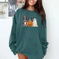 Spooky Ghost Boston Terrier Pumpkin Halloween Dog Lover Comfort Colors Sweatshirt Blue Spruce