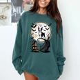 Spooky Halloween Moon Boston Terrier Boston Bull Bostie Comfort Colors Sweatshirt Blue Spruce