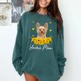 Sunflower Yorkie Mom Dog Lover Comfort Colors Sweatshirt Blue Spruce