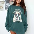 Today Is A Boston Terrier Day Cute Dog Lover Cartoon Comfort Colors Sweatshirt Blue Spruce