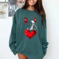 Valentine's Day Boston Terrier Dog Vector Comfort Colors Sweatshirt Blue Spruce