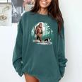 Whimsical Forest Adventures Sasquatch Bigfoot Walking Boston Terrier Dog Lovers Comfort Colors Sweatshirt Blue Spruce