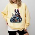 Biker Boston Terrier Dog Riding Motorbike Comfort Colors Sweatshirt Butter