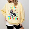 My Birthday Colorful Costume Boston Terrier Party Comfort Colors Sweatshirt Butter