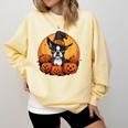 Boston Terrier Bostie Dog Breed Pet Halloween Pumpkins Comfort Colors Sweatshirt Butter