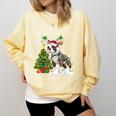 Boston Terrier Christmas Tree Lights Santa Hat Comfort Colors Sweatshirt Butter