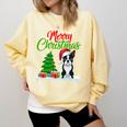Boston Terrier Christmas Tree Lights Xmas Dog Lover Comfort Colors Sweatshirt Butter