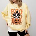 Boston Terrier Costume On Pumpkin Halloween Boston Terrier Comfort Colors Sweatshirt Butter