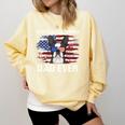 Boston Terrier Dad American Flag 4th Of July Dog Fathers Day Comfort Colors Sweatshirt Butter