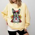 Boston Terrier Dia De Los Muertos Day Of The Dead Dog Skull For Men Women Kids Comfort Colors Sweatshirt Butter