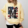 Boston Terrier Dog American Flag 4th Of July Patriotic Puppy Comfort Colors Sweatshirt Butter