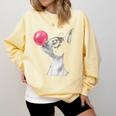Boston Terrier Dog Blowing Chewing Bubble Gum Pink Comfort Colors Sweatshirt Butter
