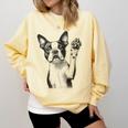 Boston Terrier Dog Raising Paw Idea Men Women Comfort Colors Sweatshirt Butter