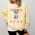 Boston Terrier Dog Santa Hat Men Kids Ugly Christmas Light Comfort Colors Sweatshirt Butter