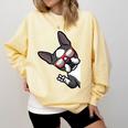 Boston Terrier Dog From Side Boston Bull Comfort Colors Sweatshirt Butter