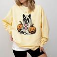 Boston Terrier Ghost Boo Halloween Costume Spooky Season Comfort Colors Sweatshirt Butter
