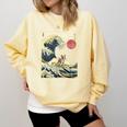 Boston Terrier Japanese Kanagawa Wave Surf Dog Comfort Colors Sweatshirt Butter