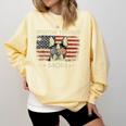 Boston Terrier Mom Dog Lovers American Flag 4th Of July Comfort Colors Sweatshirt Butter