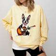 Boston Terrier Playing Guitar Boston Terrier Comfort Colors Sweatshirt Butter
