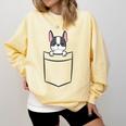 Boston Terrier In The Pocket Cute Boston Terrier Dog For Men Women Girls Kids Comfort Colors Sweatshirt Butter