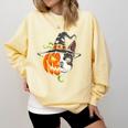 Boston Terrier Pumpkin Jack O Lantern Halloween Comfort Colors Sweatshirt Butter