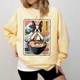 Boston Terrier Ramen Noodles Japanese Art Retro Ocean Waves Comfort Colors Sweatshirt Butter