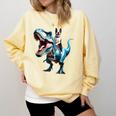 Boston Terrier Riding T-Rex Dinosaur Dog Lover Comfort Colors Sweatshirt Butter