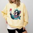 Boston Terrier Selfie Statue Of Liberty 4th Of July American Comfort Colors Sweatshirt Butter