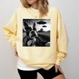 Boston Terrier Graphic Selfie With UFOs Weird Aliens Comfort Colors Sweatshirt Butter