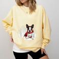 Boston Terrier In The Snow Merry Christmas Winter Comfort Colors Sweatshirt Butter
