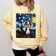 Boston Terrier Starry Night Van Gogh Art Comfort Colors Sweatshirt Butter