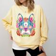 Boston Terrier Sugar Skull Dog Day Of The Dead Comfort Colors Sweatshirt Butter
