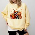 Boston Terrier Thanksgiving Leopard Pumpkins Fall Leaves Comfort Colors Sweatshirt Butter