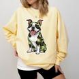 Camo Boston Terrier Pet Owner Camouflage Dog Lover Comfort Colors Sweatshirt Butter