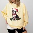 Cute Boston Terrier Dog Christmas Merry X-Mas Graphic Comfort Colors Sweatshirt Butter