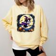 Cute Boston Terrier Halloween Costume Dog Lover Women Girls Comfort Colors Sweatshirt Butter