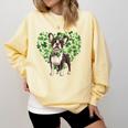 Cute Boston Terrier Shamrock St Patrick's Day Dog Lover Men Women Kids Comfort Colors Sweatshirt Butter