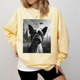 Dog Mom Dad Alien Selfie Boston Terrier UFO For Men Women Comfort Colors Sweatshirt Butter