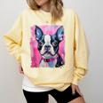 Dog Pink Boston Terrier Comfort Colors Sweatshirt Butter