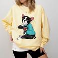 Father's Day Gift Dog Dad Boston Terrier i Love Dad Tattoo Comfort Colors Sweatshirt Butter