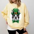 Green Boston Terrier Shamrock St Patricks Day Boston Terrier Comfort Colors Sweatshirt Butter