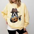 Guitar Shirt Boston Terrier Dog Playing Acoustic Guitar Comfort Colors Sweatshirt Butter